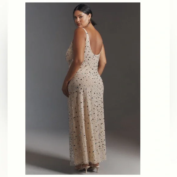 ANTHROPOLOGIE | Let Me Be Bejeweled Mesh Maxi Dress - Picture 2 of 8